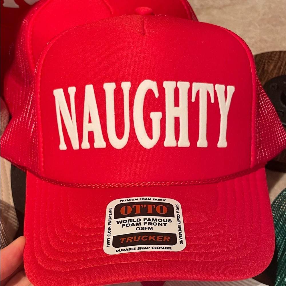Bold Red Naughty Trucker Hat